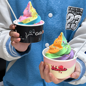 Biểu Tượng Tùy Chỉnh In Phân Hủy Sinh Học Thân Thiện Với Môi Dùng Một Lần Tường Giấy Ly Bát Cho <span class=keywords><strong>Ice</strong></span> <span class=keywords><strong>Cream</strong></span> Sữa Chua Đông Lạnh Gelato - Product Image 5