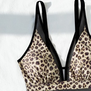 RUIQUWIN Maillot de bain une pièce de haute qualité pour femmes Bikini à licou imprimé léopard à la mode Vêtements de plage respirants - Product Image 3