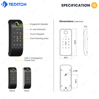 TEDITON Tuya TTLOCK APP Serrure de casier électronique intelligente pour sites sportifs, serrure de casier de gym numérique avec carte et empreinte digitale
