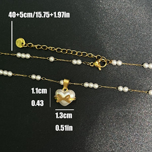 Catene <span class=keywords><strong>di</strong></span> <span class=keywords><strong>perle</strong></span> fatte a mano <span class=keywords><strong>con</strong></span> <span class=keywords><strong>fiocco</strong></span> d'oro a forma <span class=keywords><strong>di</strong></span> cuore ciondolo <span class=keywords><strong>di</strong></span> <span class=keywords><strong>perle</strong></span> carino bella <span class=keywords><strong>collana</strong></span> girocollo per ragazze - Product Image 6