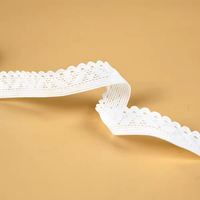 Conception antidérapante personnalisée de 13mm Soutien-gorge picot en nylon blanc Sangle élastique Bande élastique en dentelle pour lingerie