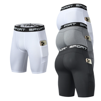 Shorts de compression pour hommes, extensibles, athlétiques, avec poche, évacuant l'humidité, séchage rapide