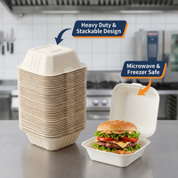 Scatola per Hamburger e Sushi Personalizzata con Logo, in Bagassa di Canna da Zucchero, Monouso, Ecologica, Resistente, per Asporto, Adatta a Microonde e Congelatore