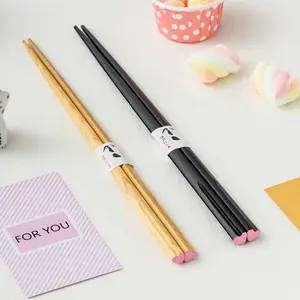 New Luxury Premium Couple Heart-shape Japanese Chopsticks Set reusable Wooden gift Box Chopsticks