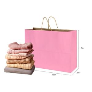 Sacs de courses en papier kraft blanc personnalisés, imprimés flexographiquement, recyclables, pour restaurants, boulangeries, aliments, avec poignée longue et logo – Vente en gros - Product Image 2
