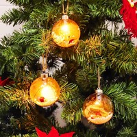 Ornement de Noël en verre LED personnalisé, boule ronde artisanale, décorations de fête de Noël