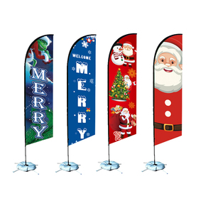 Merry Christmas Outdoor Polyester Flag Pole Kit with Custom Beach Flag for Decoration Christmas Promotional Flags & Banners