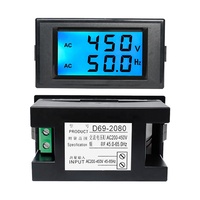 Voltmètre numérique AC, compteur de fréquence Hertz/HZ, panneau AC 80-300V 110V 220V, compteur de fréquence 45,0Hz-65,0Hz, double écran LCD, moniteur 2 en 1