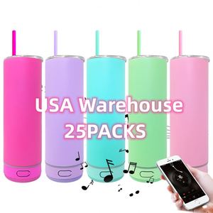 Custom Logo 25 Packs Matt Macaron Blank Sublimation 20Oz <b>Music</b> Speaker Tumbler With Lids Uv Dtf Wraps for Laser Engrave - Product Image 1