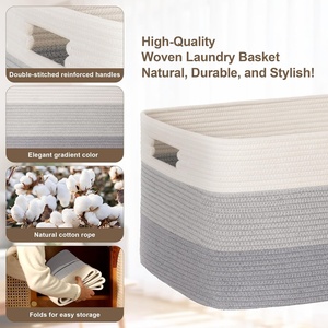 Panier <span class=keywords><strong>à</strong></span> <span class=keywords><strong>linge</strong></span> pliable en <span class=keywords><strong>corde</strong></span> tressée de 72 L avec poignées en cuir pour le salon - Product Image 5