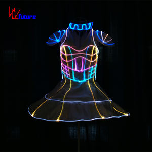 Abito Catsuit LED 3D Luminoso con Gonna da Balletto <span class=keywords><strong>Sexy</strong></span> in Fibra Ottica a Colori Completi, Abbigliamento da Danza Luminoso, Vestito Luminoso per Danza - Product Image 6