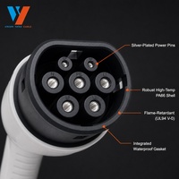 Câble de recharge EV de type 2 personnalisé OEM, 32A 22kW, IP65, étanche, conducteur en cuivre pur, fil TPU noir pour Tesla BMW VW Audi