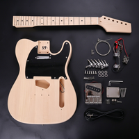 TC DIY Semi-finished Maple Basswood Body Spruce Okoume Six String Electric Guitar Kits Polished Finish for Beginner