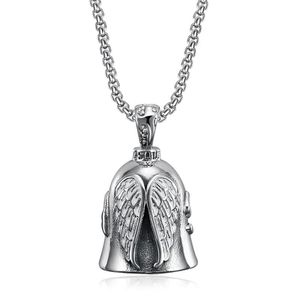 yunnique Stainless Steel <b>Angel</b> Wings <b>Bell</b> Pendant Necklace Unisex Gift Jewelry 3mm Chain 61cm - Product Image 1