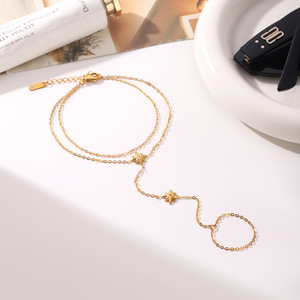 KITI Bracelet Chaîne de <span class=keywords><strong>Main</strong></span> Bohème Étoile en Acier Inoxydable Plaqué Or 18K PVD, Bijou Tendance pour Festival, Cadeau - Product Image 6