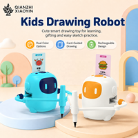Robot de Dessin pour Enfants avec Guide par Carte, Bras de Dessin Stable, Rechargeable 18650, Bleu et Blanc, Âges 4-12, Cadeau Éducatif Créatif