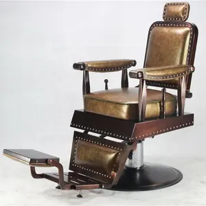 Equipo de salón de belleza, silla de barbería de elevación ajustable, antigua, tumbona giratoria ergonómica con Base de Metal y Pedal de pie
