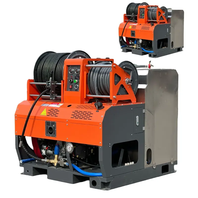 AMJET akıllı elektrik yüksek basınçlı yıkayıcı 200bar-72lpm kanalizasyon boruları temizlik için sıcak su drenaj temizleme makinesi