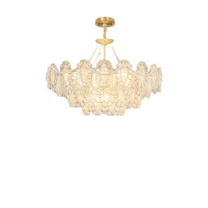 Lámpara de Techo de Cristal Estilo Francés, LED, Redonda, con Múltiples Cabezales E27, para Sala de Estar, Dormitorio, Altura Adecuada de 2.8-3.6m - Product Image 2