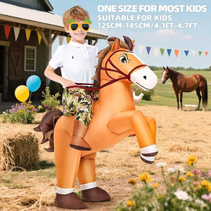 Disfraz Inflable de Caballo para Niños, Disfraz de Vaquero o Vaquera Inflable, Divertido Disfraz de Caballo para Montar, para Halloween, Cosplay y Fiestas - Product Image 3