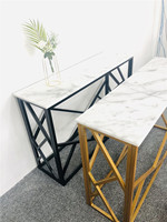 GOLDTOP OEM/ODM Tables basses et consoles en marbre doré avec revêtement électrique encadré de dessus en pierre de marbre blanc