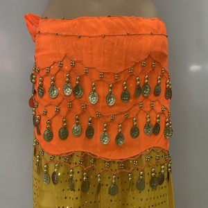 Foulard de <span class=keywords><strong>danse</strong></span> orientale pour danseuse, 3 couches, motif crochet avec pièces d'or, polyvalent et tendance - Product Image 5