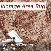 Tapis vintage de luxe 5x7 à poils ras, imprimé floral, résistant aux taches, antidérapant, grand tapis pour salon, lavable en machine