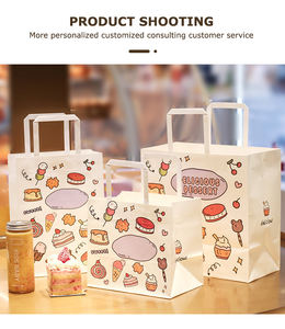 Sac de Transport en Papier Kraft Marron Biodégradable avec Poignée Plate pour Vente en Gros, Repas Rapide, À Emporter, Impression Personnalisée pour Magasin - Product Image 4