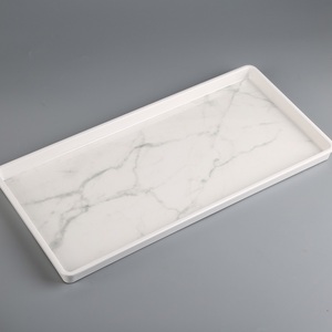 Bandeja de Servir Rectangular de Melamina con Patrón de Mármol, Apta para Lavavajillas, Segura para Alimentos, Uso Residencial, Acabado Laminado Duradero - Product Image 1