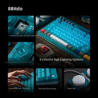 Clavier mécanique rétro 8Bitdo Retro 87 transparent bleu, clavier à trois modes pour PC et ordinateurs portables 85HD03