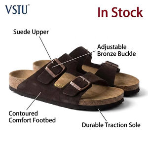Mules et sabots décontractés vintage pour <span class=keywords><strong>femme</strong></span>, en daim de vache, légères, antidérapantes, à semelles souples et épaisses, pour l'été, vente en gros - Product Image 1