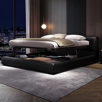 Lit minimaliste Big Black Bull, style italien, en cuir, pour chambre principale, avec revêtement doux, lit de mariage, haut de gamme, élégant et moderne