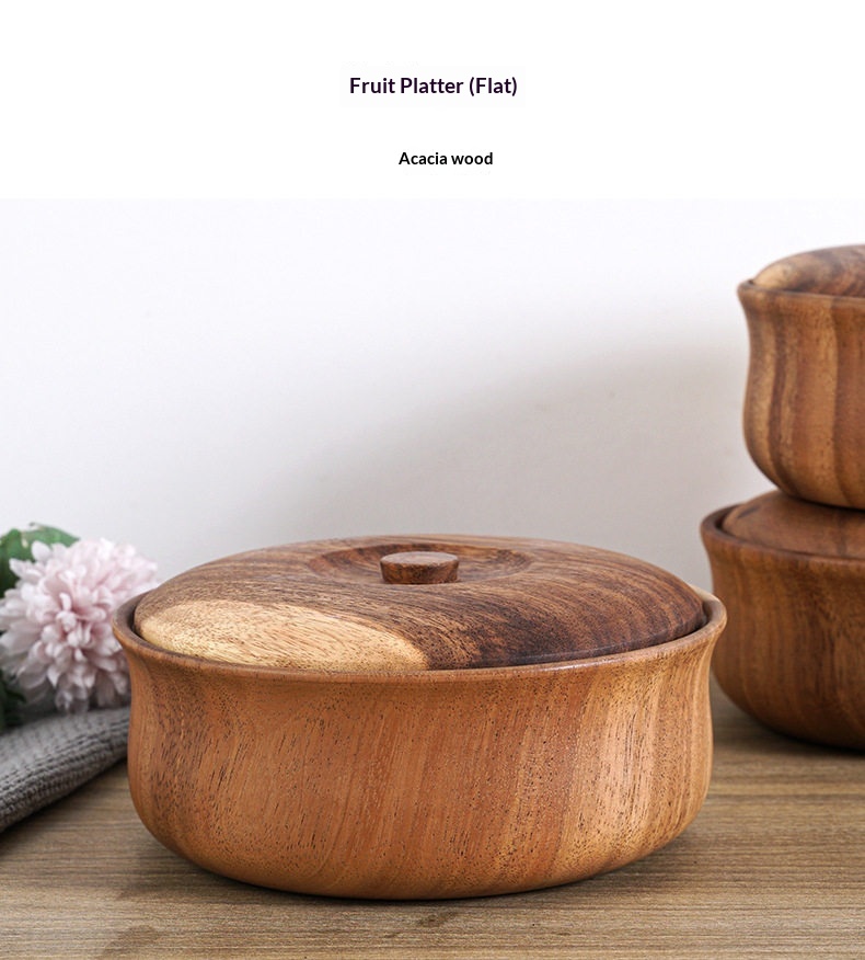 Corbeille à fruits en bois d'acacia 209 avec rebord.