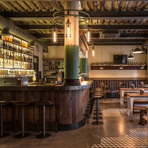 Industrial Rustic Pub <b>Bar</b> Restaurant Interior Design Fitout Custom Solid Wood <b>Bar</b> Counter <b>Stool</b> Booth Shopfitting - Product Image 1