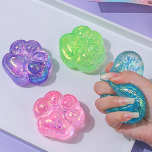 <b>Cat</b> Paws Glitter Sugar Ball <b>Squishy</b> Toy Adults Stress Relief Sensory Fidget Kids Slow Rise Balls Malt Syrup Filled Moldable - Product Image 3