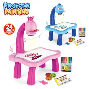 Sıcak satış Led projektör sanat çizim masası oyuncaklar çocuk boyama kurulu masa sanat ve el sanatları projeksiyon eğitim eğitici oyuncak