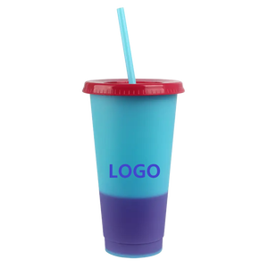 Vaso Mágico de Café de Plástico de Color Personalizado, Libre de BPA, Reutilizable, Cambia de Color <span class=keywords><strong>con</strong></span> el Agua Fría, <span class=keywords><strong>con</strong></span> Tapas y Pajitas - Product Image 4