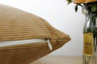 Housse de coussin bohème en polyester et coton, motif géométrique rayé camel, tricotée, en velours côtelé