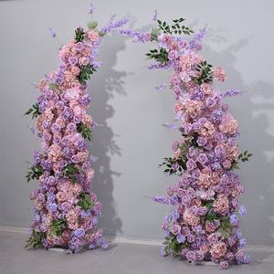 Arco Decorativo Personalizado L253 con Base de Cuerno de <span class=keywords><strong>Vaca</strong></span> en Morado y Blanco, con Flores para Bodas, Eventos, Propuestas y Celebraciones - Product Image 4