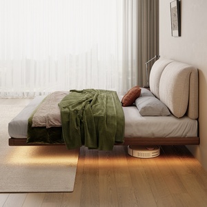 <span class=keywords><strong>Lit</strong></span> en tissu moderne avec design oreilles d'éléphant, cadre en bois massif, table <span class=keywords><strong>de</strong></span> <span class=keywords><strong>chevet</strong></span> ultra-fine, <span class=keywords><strong>lit</strong></span> <span class=keywords><strong>suspendu</strong></span> avec revêtement souple amovible et lavable - Product Image 4