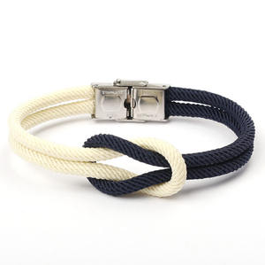 Bracelet en cuir tressé croisé avec fermoir magnétique et pierres, bijoux fantaisie en gros - Product Image 1