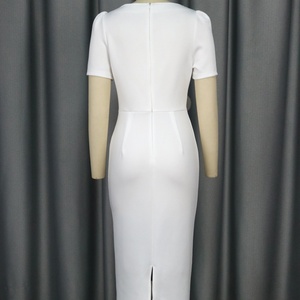 Modern Square Collar Short Sleeve Sweetheart Neckline Empire Waist Sheath Silhouette Floral Big White Ankle-Length Bridesmaid - Product Image 6