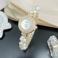 Montre pour femme avec cadran hexagonal en strass et perles, pour fête, cadeau d'anniversaire N2606047