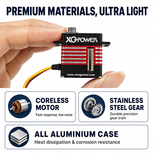 XQ-POWER XQ-S2007D Micro Servo Numérique Sans Balais de 7 kg, Format Bout de Doigt, Programmable, Engrenages Entièrement Métalliques, pour Mini Hélicoptère, Avion, Drone - Product Image 2