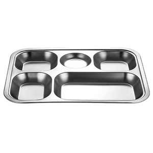 Plateau à dîner divisé en acier inoxydable Conteneur à déjeuner Plaque alimentaire pour <span class=keywords><strong>cantine</strong></span> scolaire <span class=keywords><strong>Section</strong></span> 3/4/5 - Product Image 1