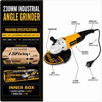 Meuleuse d'angle GSFixtop, 2600W 230mm, broche M22, 6500 tr/min, outil filaire AC robuste, découpe et meulage de métaux, interrupteur arrière, 220V