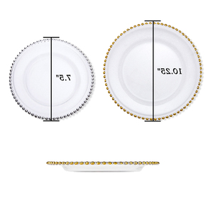 Or blanc 7.5 pouces perle perlée perle claire-plastique-chargeur-plaques-avec-or-be - Product Image 3