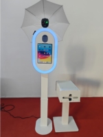 Photomaton instantané avec miroir en bois, NFC/Wi-Fi/Bluetooth/USB/HDMI, télécommande pour smartphones, iPad, appareils photo - Service en libre-service