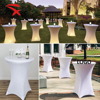 Housse de table pliante en spandex noir, douce, réutilisable, lavable, élastique, pour fêtes et cocktails