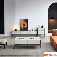 Unités de support de meuble de télévision moderne table basse de thé de dessus de poutre de roche de marbre pour la maison